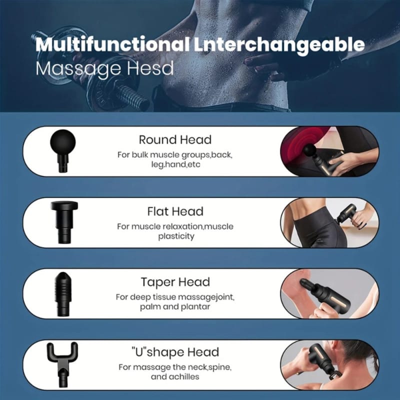 5-in-1 Electric Massage Gun | 6 Speeds | 4 Massage Heads | Deep Tissue Full Body Massager