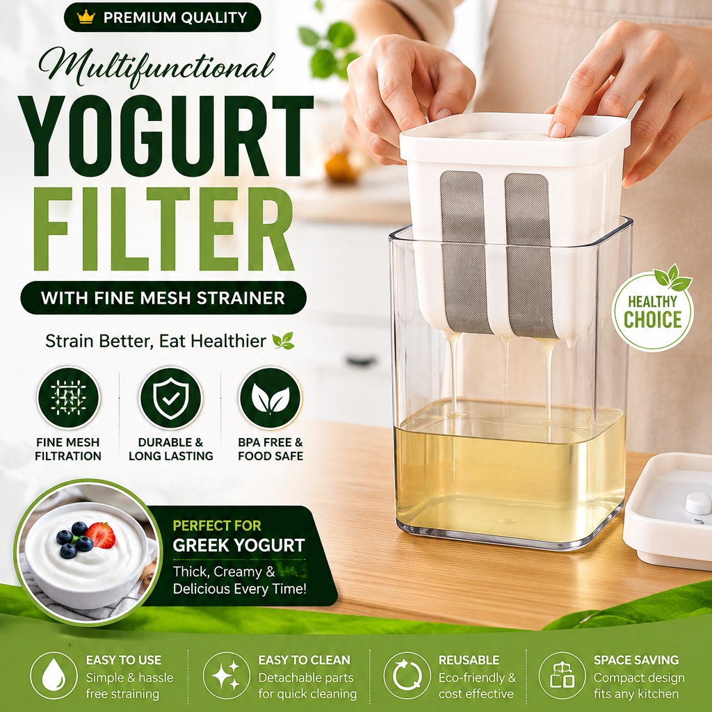 🥣 Multifunctional Yogurt Filter with Fine Mesh Strainer | Multi-Purpose Kitchen Food Strainer